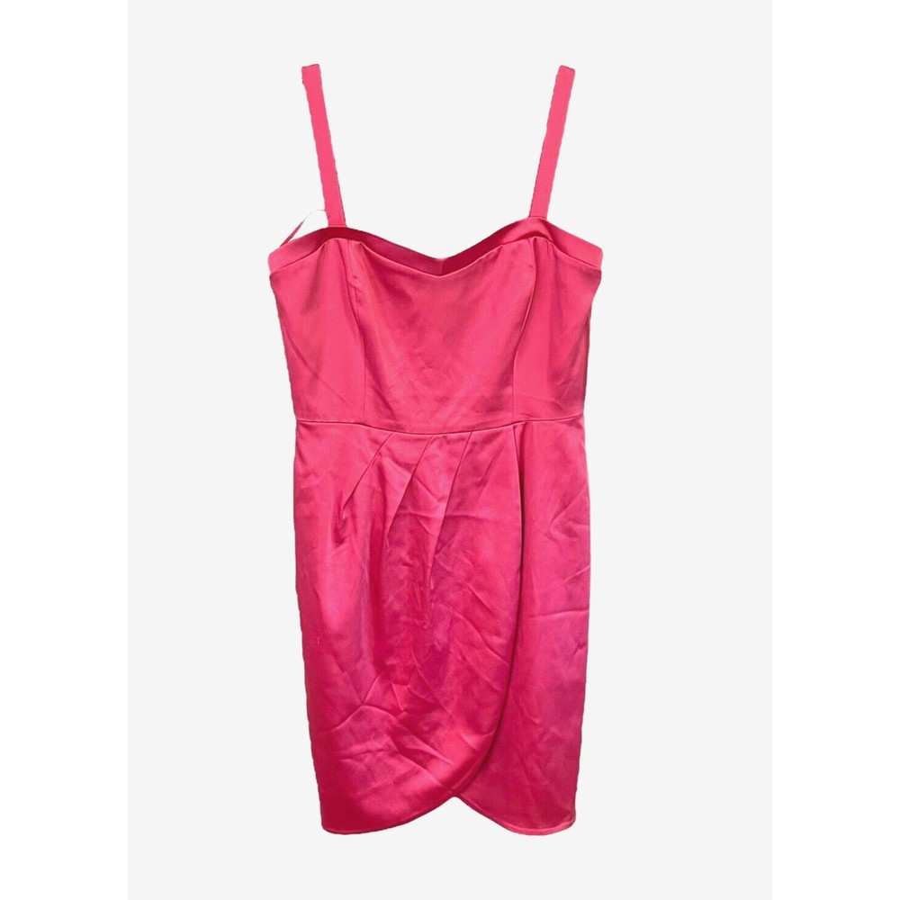 Tahari Pink‎ Satin Dress Womens Size 10 NWT Spaghetti Strap Barbiecore Dress D52